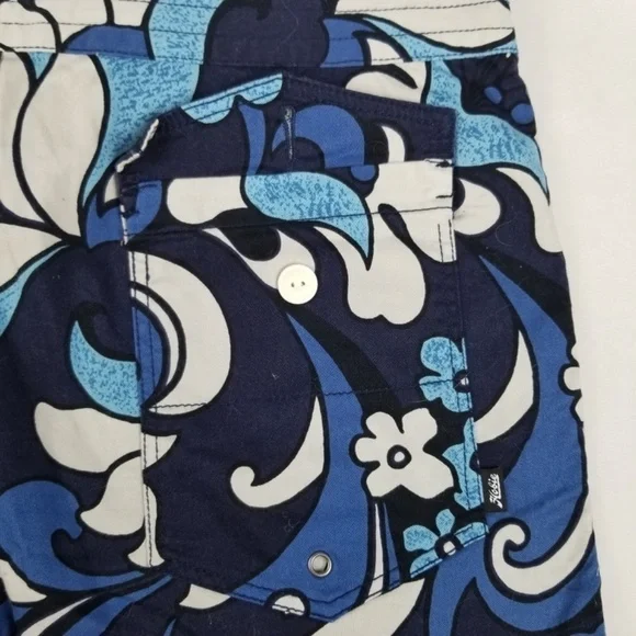 HOBIE BY HURLEY-  Men’s Size 32 Hybrid COTTON WALK/BOARD SHORTS- Floral Blue - Picture 6 of 14